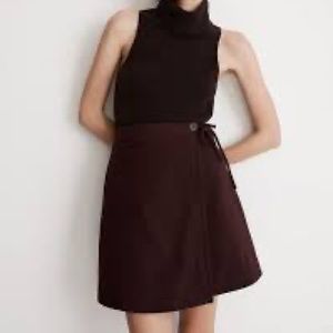 Madewell moleskin side tie wrap skirt in maroon